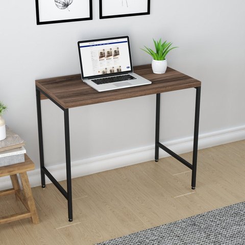 Escrivaninha Mesa Escritório Estilo Active 90cm Industrial Yescasa Nogal Marrom