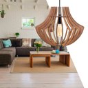 Ver imagem 2 de Kit 2 Pendente Mdf Poptem Curvy Madeira Lustre 37cm Luminária Sala