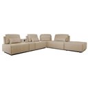 Ver imagem 1 de Sofá de Canto Yale 4 Lugares + Puff e Console com Luminária Couro Pérola 370cm - 69951