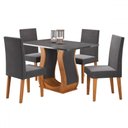 Ver imagem 2 de Mesa de Jantar 4 Lugares Zara Mel/cinza/veludo Grafite - Viero Móveis