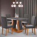 Ver imagem 1 de Mesa de Jantar 4 Lugares Zara Mel/cinza/veludo Grafite - Viero Móveis