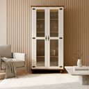 Ver imagem 1 de Cristaleira 2 Portas Tampo Base e Pés em Madeira Maciça Joy Branco/Off White