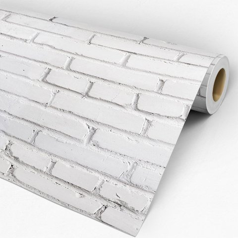 Papel de Parede Decorativo Tijolinho Clássico Branco - 3,30m