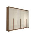 Ver imagem 1 de Guarda Roupa Casal 6 Portas e 6 Gavetas C/ Pés Guarapari Avelã/off White - Panan