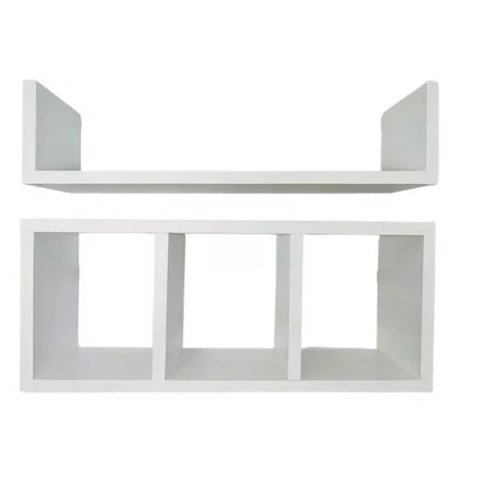 Nicho Prateleira 2 Peças para Decoração Banheiro Mdf Branco