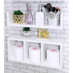 Nicho Prateleira 2 Peças para Decoração Banheiro Mdf Branco - 2