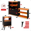 Ver mais imagens de Kit Quarto 2 Mesas Cabeceira Nicho Gavetas Retrô Sapateira Vertical Banco 21 Pares Calçados - Rpm