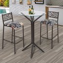 Ver imagem 1 de Conjunto Bistrô Dani Com 2 Banquetas e Mesa Tampo de Vidro Redondo Ciplafe Tubo 