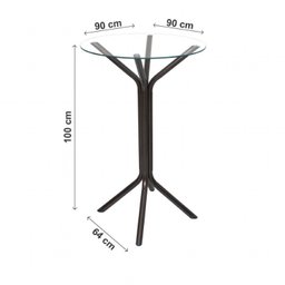 Conjunto Bistrô Dani Com 2 Banquetas e Mesa Tampo de Vidro Redondo Ciplafe Tubo  - 4