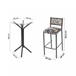 Conjunto Bistrô Dani Com 2 Banquetas e Mesa Tampo de Vidro Redondo Ciplafe Tubo  - 3