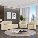 Ver imagem 2 de Sofá 2 Lugares Orgânico 140cm Morgan e 2 Poltronas Lua Suede Bege D03 - D’Rossi