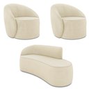 Ver imagem 1 de Sofá 2 Lugares Orgânico 140cm Morgan e 2 Poltronas Lua Suede Bege D03 - D’Rossi