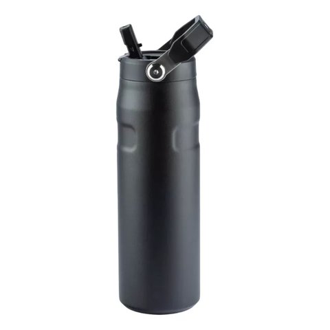 Garrafa Aerolight Flip Straw Heat Wave com Canudo 710ml:Black