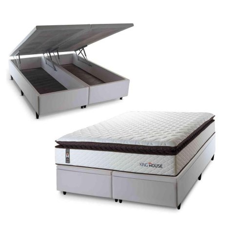 Cama Box Baú San Diego Espuma D33 193x203 Branco King House