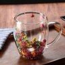 Copo Caneca Café Chá Leite Bebidas de Vidro Parede Dupla Florido Jardim 350ml - 2