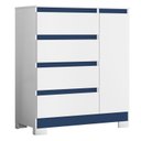 Ver imagem 6 de Cômoda Sapateira Infantil 01 Porta e 04 Gavetas Olímpia Branco/Rosa/Azul/Titanium