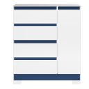 Ver imagem 5 de Cômoda Sapateira Infantil 01 Porta e 04 Gavetas Olímpia Branco/Rosa/Azul/Titanium