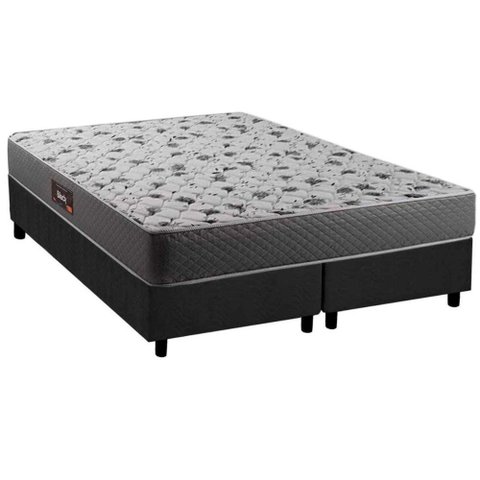 Cama Box Queen: Colchão Ortopédico Herval D28/AG65 Black + Base CRC Suede Gray(158x198)