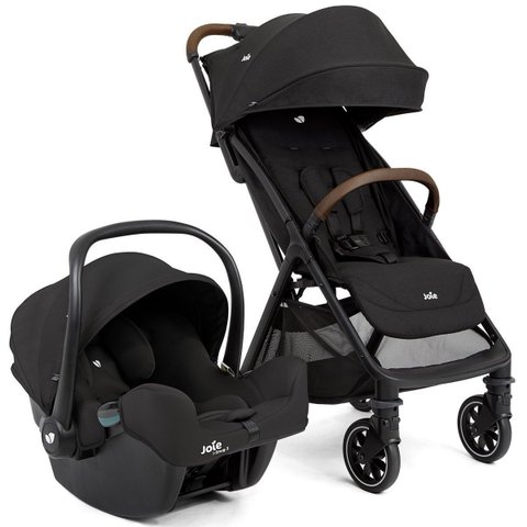 Carrinho de Bebê Joie Pact Pro Preto Chumbo Shale com Bebê Conforto I-snug 2 Travel System 0 a 22 Kg