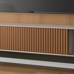 Painel para Tv 85 Pol com Bancada Suspensa e Led 219cm Zurick B01 Freijó Off White - Lyam Decor - 3