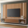 Painel para Tv 85 Pol com Bancada Suspensa e Led 219cm Zurick B01 Freijó Off White - Lyam Decor - 2