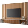 Painel para Tv 85 Pol com Bancada Suspensa e Led 219cm Zurick B01 Freijó Off White - Lyam Decor - 1