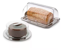 Ver imagem 1 de Kit Porta Pão e Boleira Aço Inox Tampa Acrílico Bolo Forma