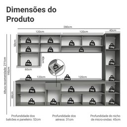 Armário de Cozinha Completa 280 Cm Suspensa Nice Madesa 04 - 4