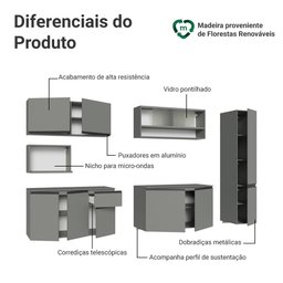 Armário de Cozinha Completa 280 Cm Suspensa Nice Madesa 04 - 5