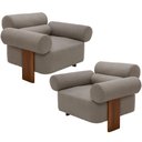 Ver imagem 1 de Kit 02 Poltronas Decorativas Orgânica Sala Living Pés Madeira Orpheu L02 Bouclê Bege - Lyam Decor