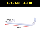 Ver imagem 4 de Arara Expositora Fixa de Parede 60cm Organização de Roupas Suporte Moderno Alta Resistência Aço