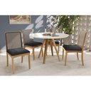 Ver imagem 1 de Conjunto Mesa Duna Premium Madeira Maciça C/ Tampo Madeirado C/ Vidro 120x120cm e 4 Cadeiras Lara