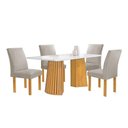 Ver imagem 2 de Conjunto Sala de Jantar Stella 4 Lugares Tampo MDF com Vidro e Cadeiras Veludo Bege 120cm Cel Mó