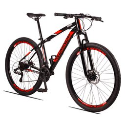 Bicicleta Aro 29 Quadro 17 Alumínio 24 Marchas Freio Disco Mecânico Aluminum Preto/Vermelho - Raider - 1