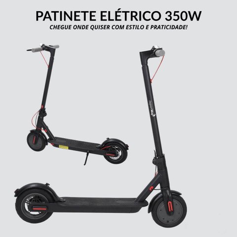 Patinete Elétrico 350w Dobrável 25 Km/h Autonomia 35 Km até 120 Kg Led Preto Importway Iwpel350