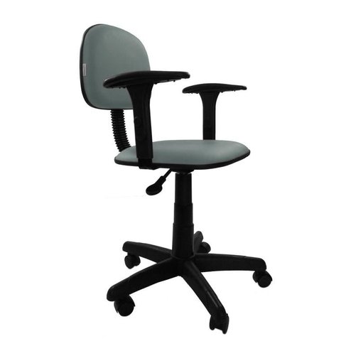 Cadeira Secretaria Giratoria Polo com Braco Regulavel - Couro SinteticoCorano - Cinza claro