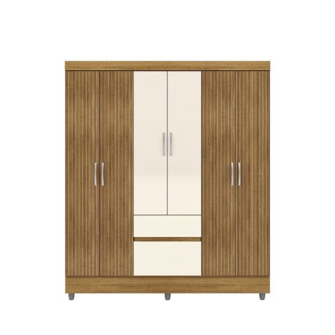 Guarda Roupa Ideal 6 Portas 2 Gavetas - Nature /brisa/ Champanhe Vila Rica