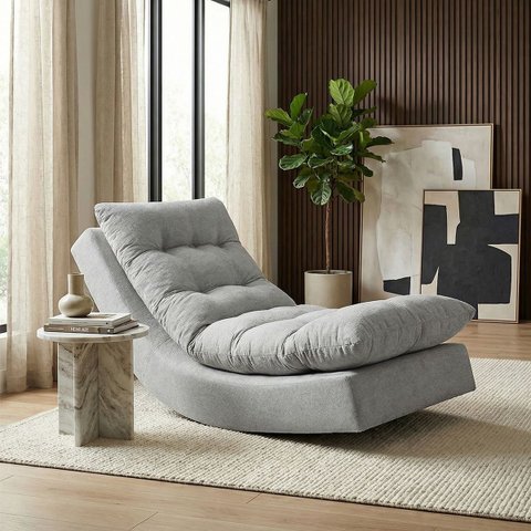 Poltrona Balance Exclusiva Bouclé Premium de Luxo com Leve Balanço para Sala Quarto e Área de Leitur