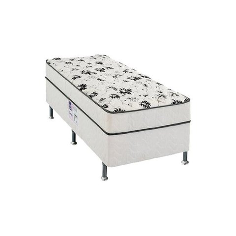 Cama Box Base Conjugada Espuma Dupla Solteiro Poliester:branco