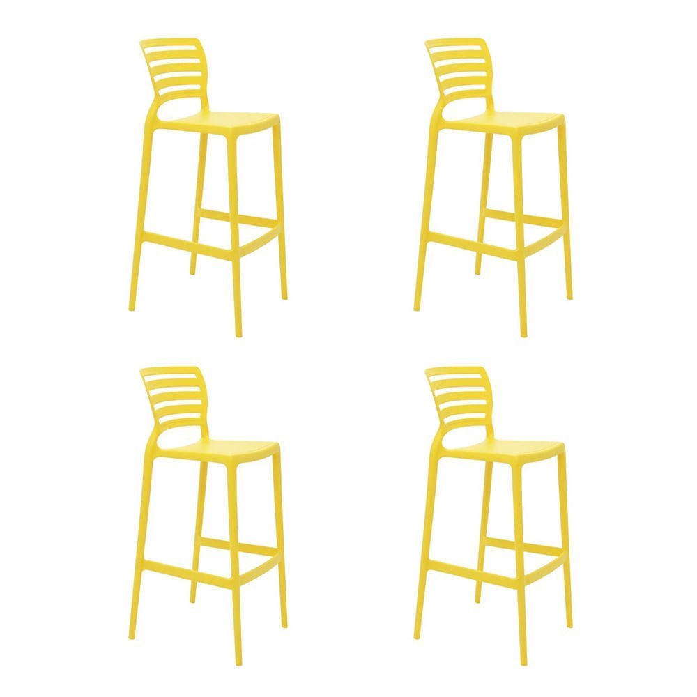 Conjunto de 4 Cadeiras Plásticas Tramontina Sofia Alta Residência em Polipropileno e Fibra de Vidro 