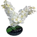 Ver imagem 1 de Vaso centro de mesa ikebana preto luxo com arranjo Orquídea