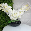 Ver imagem 4 de Vaso centro de mesa ikebana preto luxo com arranjo Orquídea