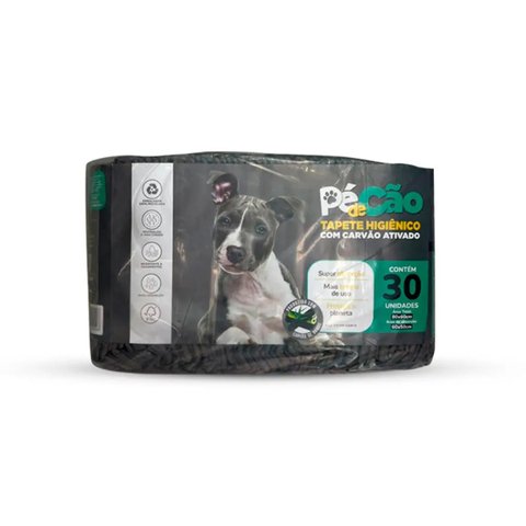 Tapete Higiênico Pé de Cão Carvão de Bambu 80x60cm 30 Unid