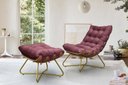 Ver imagem 1 de Poltrona Costela Decorativa com Puff Eva Madeira Dourado Bordo