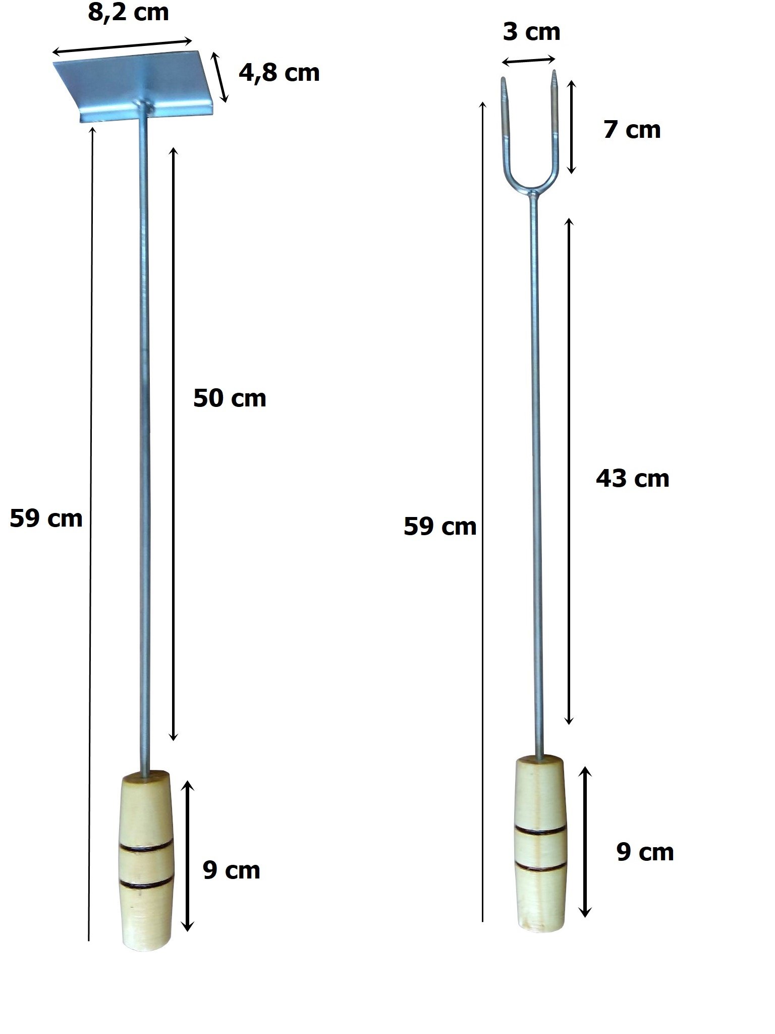 Rastelo Mexedor Carvão 59 Cm + Garfo Para Churrasco 59cm - 2