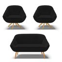 Ver imagem 1 de Kit 1 Namoradeira E 2 Poltronas Giratória Linho Preto A79