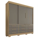 Ver imagem 3 de Guarda-Roupa Casal 3 Portas 9 Gavetas com Pés Luana Cinza Jequitibá/Granizo