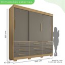 Ver imagem 4 de Guarda-Roupa Casal 3 Portas 9 Gavetas com Pés Luana Cinza Jequitibá/Granizo