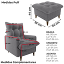 Ver imagem 4 de Poltrona de Amamentaçao e Puff Montreal Boucle F497 Cinza Milani Store