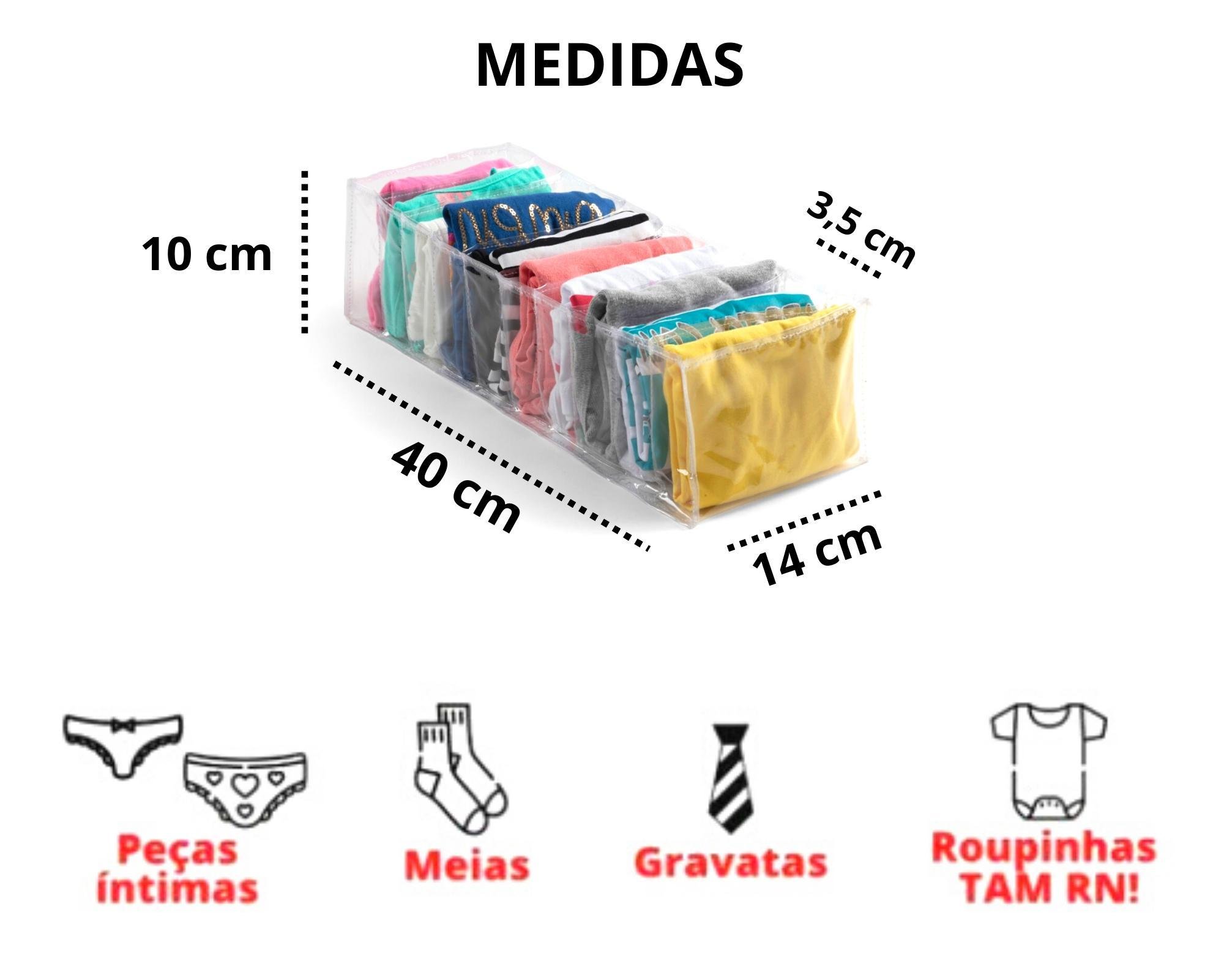 Kit 10 Organizador Gaveta Comeia Nicho Ajustavel Roupa Bebe - 2